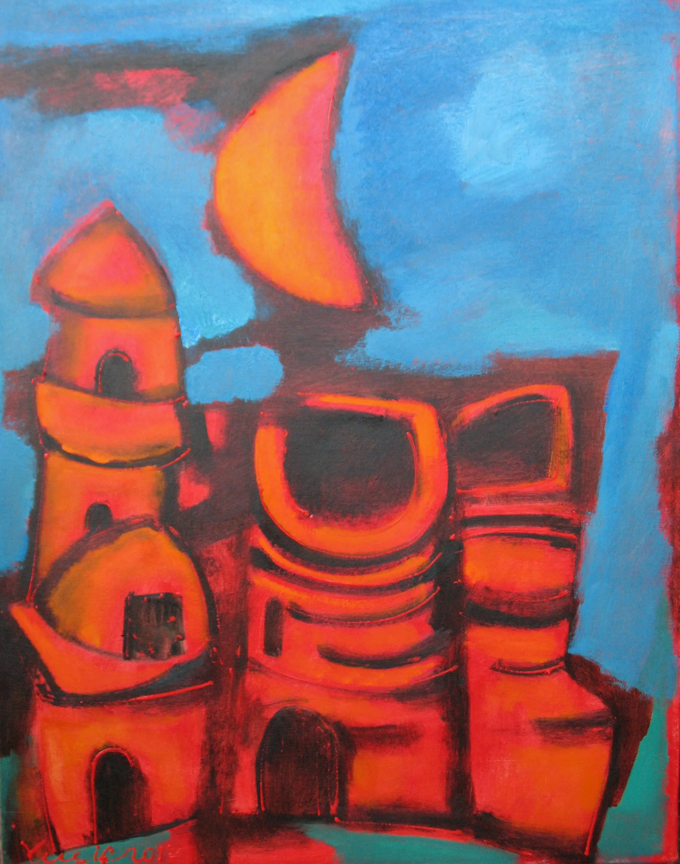 Red night in the ancient city.
